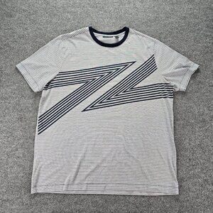 Perry Ellis‎ Tshirt Mens XLT Gray Striped Short Sleeve Preppy Casual